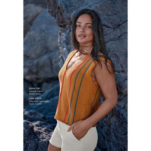 Prana Orange Muscle Tee with Red and Blue Stripes - Picture 3 of 11